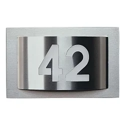 Número de casa iluminado TYPE NO 6002 grabado por láser G23 IP44, acero inoxidable 