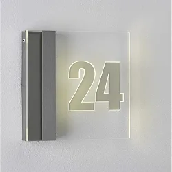 Número de casa iluminado angular, con sensor IP44, acero mate regulable