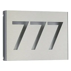 Número de casa iluminado TYPE NO 6013 3 dígitos IP44, acero inoxidable, ópalo regulable