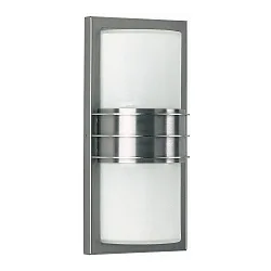 Outdoor Wall and Ceiling luminaire Type No. 6131, square / cover half round, IP44, 2x E27 QA55 57W, stainless steel
