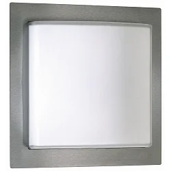 Outdoor Wall and Ceiling luminaire Type No. 6205, IP44, 26 x 26cm, arched, E27 QA55 max. 57W, stainless steel matt / glass
