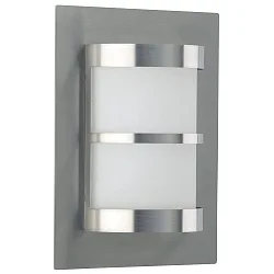 Outdoor Wall luminaire Type No. 6224, IP44, half round, 20 x 26cm, E27 QA55 max. 57W, stainless steel matt / opal