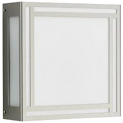 Outdoor LED Wall and Ceiling luminaire Type No. 6385, IP44, 15.5x25.5cm, 10W 3000K 900lm, stainless steel, dimmable