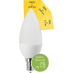 Lámpara LED SMD SWITCH DIM C35 C35 E14 4,9W 470lm 2700K 200° CRI >80 regulable