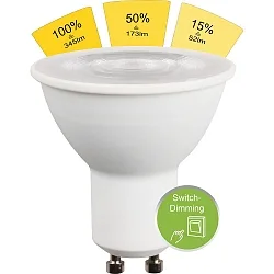 Lámpara reflectora LED SMD SWITCH DIM GU10 4,7W 345lm 2700K 36° CRI >80 regulable