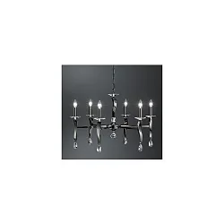 Luminaria colgante GIRATA de 6 llamas E14 IP20, cromo negro regulable