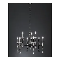 Luminaria colgante GIRATA de 9 llamas, doble E14 IP20, cromo negro regulable