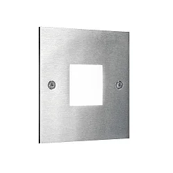 Recessed LED wall luminaire, IP20, 230V, 1.2W 3000K 40lm, stainless steel / opal acrylic, square