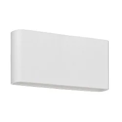 Outdoor LED wall luminaire, IP54, 17 x 9cm, direct / indirect, 230V, 2x5.4W 3000K 2x265lm 120°, alu / acrylic, white