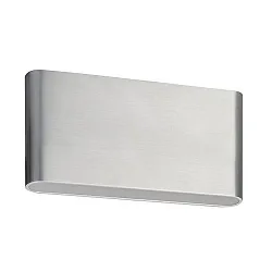 Outdoor LED wall luminaire, IP54, 17 x 9cm, direct / indirect, 230V, 2x5.4W 3000K 2x265lm 120°, alu / acrylic, matt alu