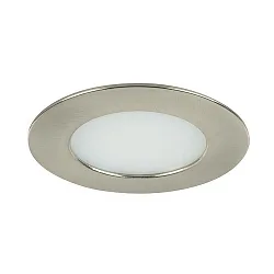 Luz downlight redondo, versión incorporada IP44, níquel mate regulable