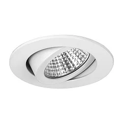 Recessed LED spot, IP20, round, Ø 8.2cm, Plug&Play 350mA, 7W 2700K 740lm 38°, swivelling 30°, white