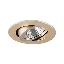 Recessed LED spot, IP20, round, Ø 8.2cm, Plug&Play 350mA, 7W 2700K 740lm 38°, swivelling 30°, matt champaign