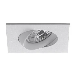 Recessed LED spot INDIWO83, IP44, square, 9.5 x 9.5cm, Plug&Play 350mA, 5.5W 3000K 550lm 36°, swivelling 25°, structured white