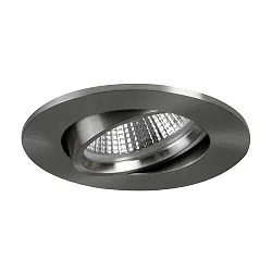 Recessed LED spot INDIWO68, IP20, cover round, Ø 8cm, Plug&Play 350mA, 5.5W 3000K 550lm 36°, swivelling 15°, matt nickel