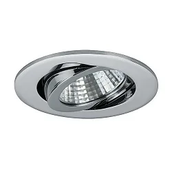 Recessed LED spot, IP20, round, Ø 8.2cm, Plug&Play 350mA, 7W 3000K 740lm 38°, swivelling 30°, chrome