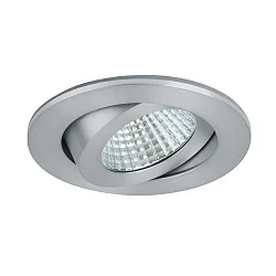 Recessed outdoor LED spot dim2warm, IP65, Ø 8.2cm, Plug&Play 350mA, 6W 1800-3000K 460lm 38°, swivelling 30°, matt alu
