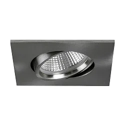 Recessed LED spot INDIWO68, IP20, square, 350mA, 5.5W 3000-1800K 550lm 36°, swivelling, dim2warm, matt nickel