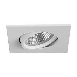 Recessed LED spot INDIWO68, IP20, square, 350mA, 5.5W 3000-1800K 550lm 36°, swivelling, dim2warm, white