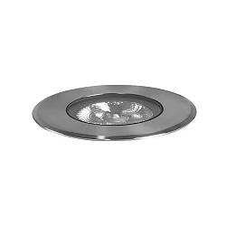 LED in-ground luminaire HYBRIDE FLAT, V4A, IP67 IK08, 24V DC, 9W 3000K 450lm 30°, passable up to 1t