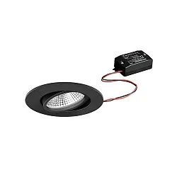 Luminaria empotrable BB23 redondo, giratorio, conmutable IP65, recubrimiento con polvo, negro 7W 620lm 3000K 36° 36° CRI >80