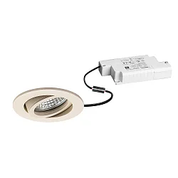 Proyector empotrado TIRREL-R LED DIM redondo, giratorio, beige arena texturado regulable