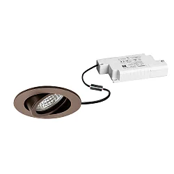 Proyector empotrado TIRREL-R LED DIM redondo, giratorio, marrón metalizado mate regulable