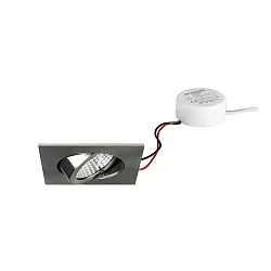 Recessed LED spot set BB03 with round converter, IP20, square, 230V, 6W 3000K 640lm 38°, swivelling 30°, dimmable, matt nickel