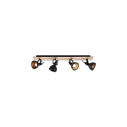ceiling luminaire DACTYL 4 flames, adjustable E14 IP20, light wood, black matt dimmable