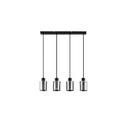Luminaria colgante MURRAY de 4 llamas, cilíndrico E27 IP20, negro mate regulable