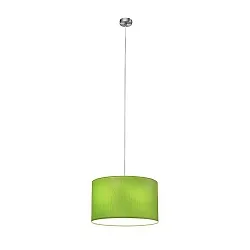 Pendant luminaire SOFT TUBE 380, Ø 38cm, 3 x E27 max. 60W, matt nickel / shade chintz green / diffuser PC