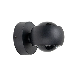 Luminaria de pared para exteriores MILNE de 2 llamas, conmutable, con la óptica del lente, en forma de bala IP54, negro 