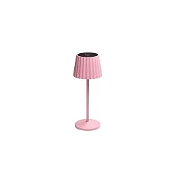 Lámpara de mesa a pilas REIRO IP54, rosado intenso regulable