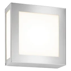 Outdoor wall luminaire 22 x 22cm with motion detector, IP44, E27, stainless steel / opal glass, brushed