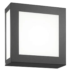 Outdoor wall luminaire 22 x 22cm with motion detector, IP44, E27, stainless steel / opal glass, anthracite