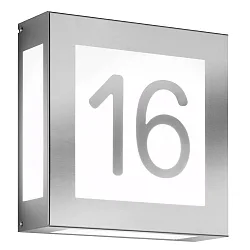Número de casa iluminado AQUA LEGENDO doble E27 IP44, acero inoxidable