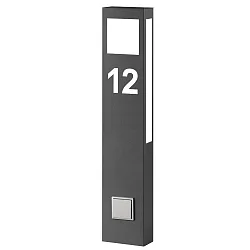 Número de casa iluminado AQUA PAULO POWER - HOUSE NR CUTTED doble, ya está hecho, con enchufe 2G11 IP44, antracita 