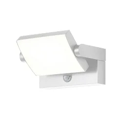 Luminaria de pared para exteriores CCT Switch, inclinable, con detector de movimiento IP54, blanco