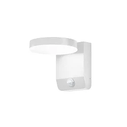 Luminaria de pared para exteriores CCT Switch, inclinable, con detector de movimiento IP54, blanco