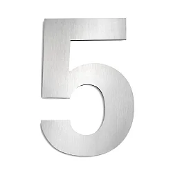 Números de casa 5 grande, acero cepillado