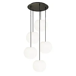 Luminaria colgante ACAI 26 de 5 llamas, redondo E27 IP20, mate, blanco opalino regulable