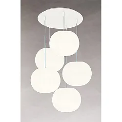 Luminaria colgante ACAI 26 de 5 llamas, redondo E27 IP20, mate, blanco opalino regulable