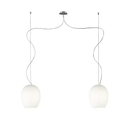 pendant luminaire ANUA 2 flames E27 IP20, brushed aluminium, matt, opal white dimmable