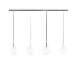 Luminaria colgante BAGAN de 4 llamas, lang, regulable E27 IP20, aluminio cepillado, ópalo, blanco mate regulable