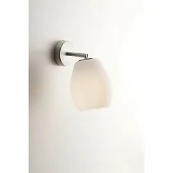 Luminaria de pared BAGAN E27 IP20, aluminio, mate, blanco opalino regulable