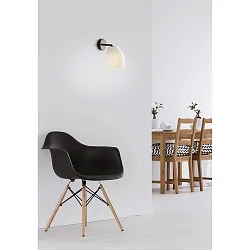 Luminaria de pared BAGAN E27 IP20, mate, blanco opalino, negro mate regulable