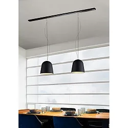 Luminaria colgante CLAVIO M de 2 llamas, grande, regulable E27 IP20, antracita, negro mate regulable