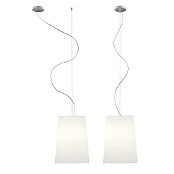 Luminaria colgante MESA LONG de 1 llama E27 IP20, aluminio cepillado, mate, blanco opalino regulable