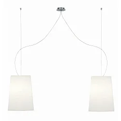 Luminaria colgante MESA LONG de 2 llamas E27 IP20, aluminio cepillado, mate, blanco opalino regulable