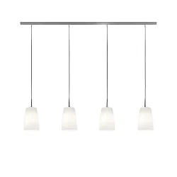 Luminaria colgante MESA de 4 llamas E27 IP20, mate, blanco opalino regulable